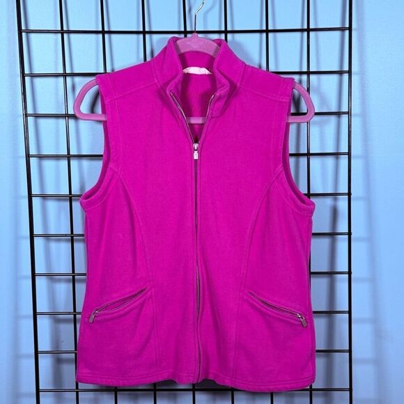Tommy Bahama French Kiss Vest Womens‎ M Pink Ribbed Pockets Jeavy Knit - Picture 1 of 10